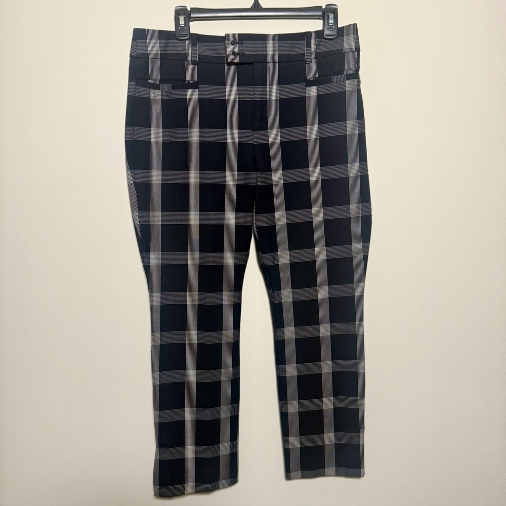 Anthropologie Charcoal and Black Checkered Cropped Pants